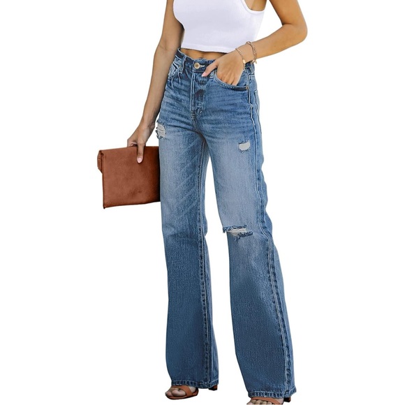 Hidden Denim Mid Rise Wide Leg
